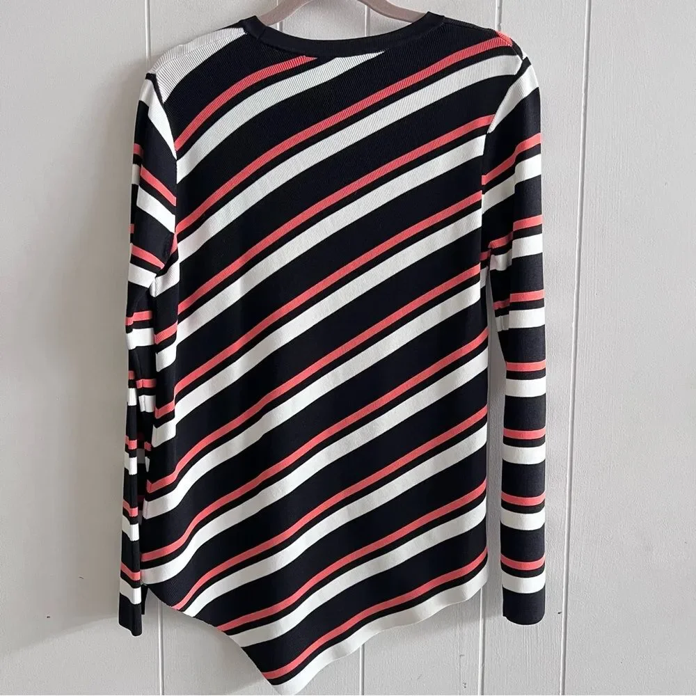 Karen Millen striped asymmetrical crew neck top